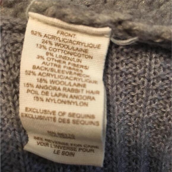 Free People Gray & Blue Fair Isle Pullover Sweater L - Picture 6 of 7